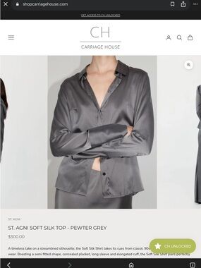 St. Agni Charcoal Satin Button-Up Shirt